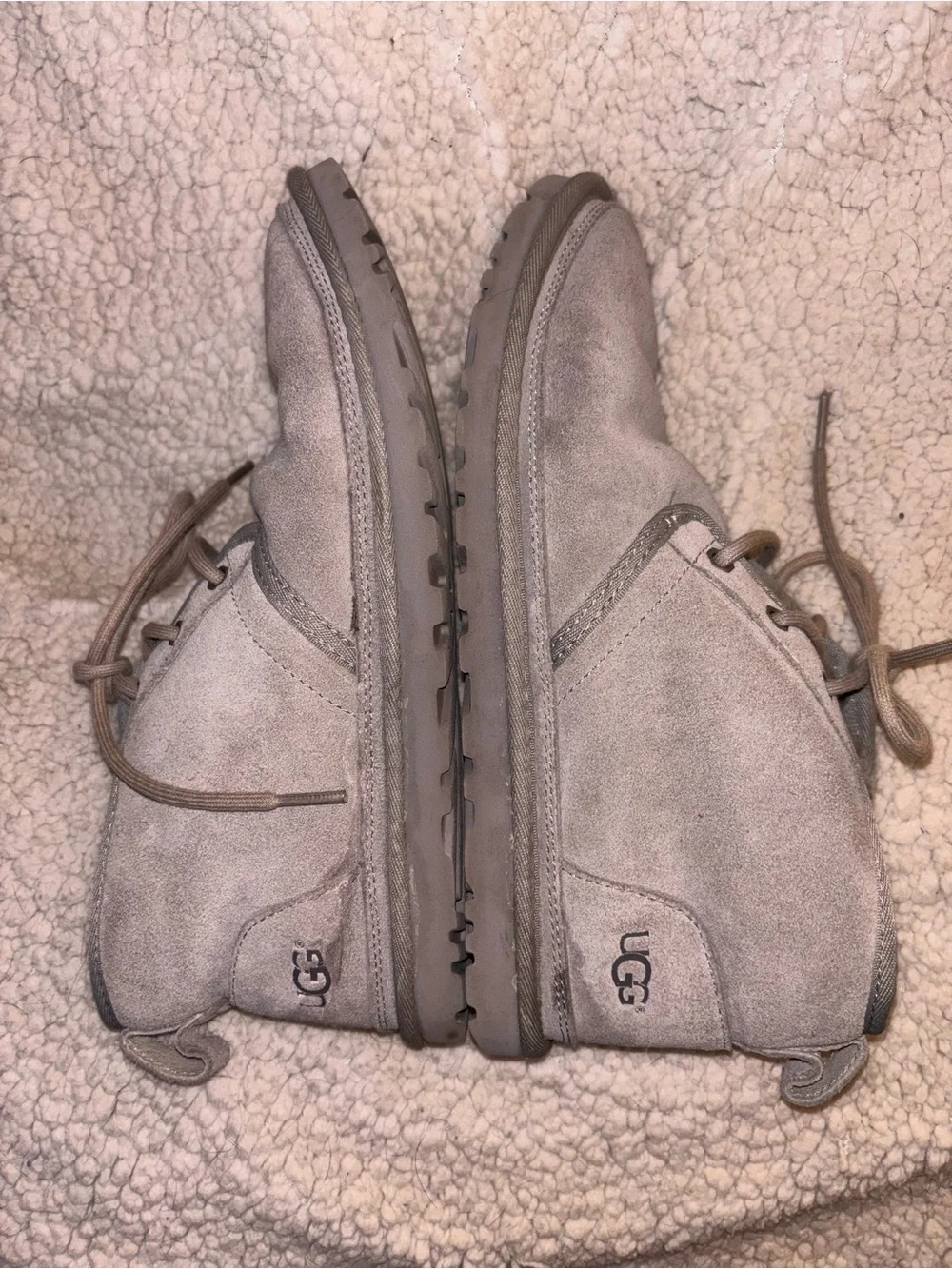 UGG Neumel Oyster Gray Suede Sheepskin Chukka Boots Women’s Size 10 US